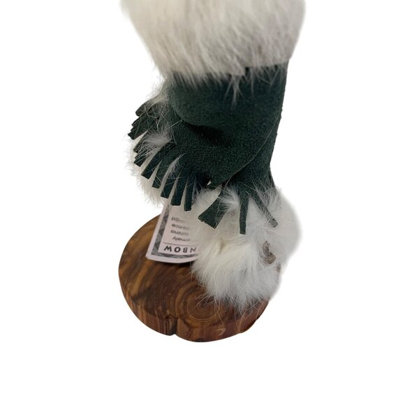 Handcrafted Rainbow Kachina Doll With Feather Headdress & Wooden Base - Picture 6 of 15